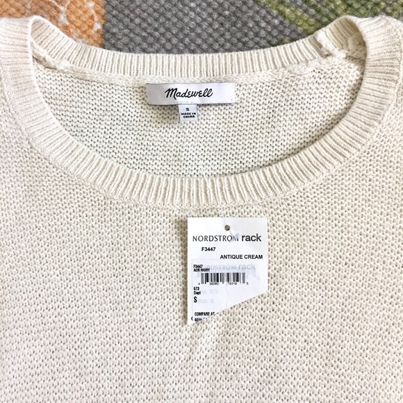 Madewell Cream Scoop Neck Long Sleeve Sweater Sz S - Picture 2 of 8